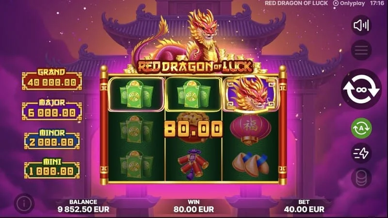 Red Dragon of Luck - jatuh ikon dengan nilai nominal dalam permainan asas
